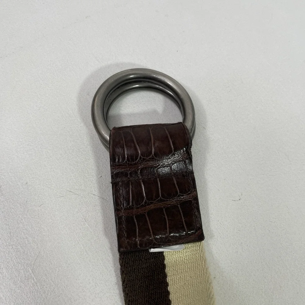 Coach Belt Leather & Canvas D-Ring Style Brown Beige 33